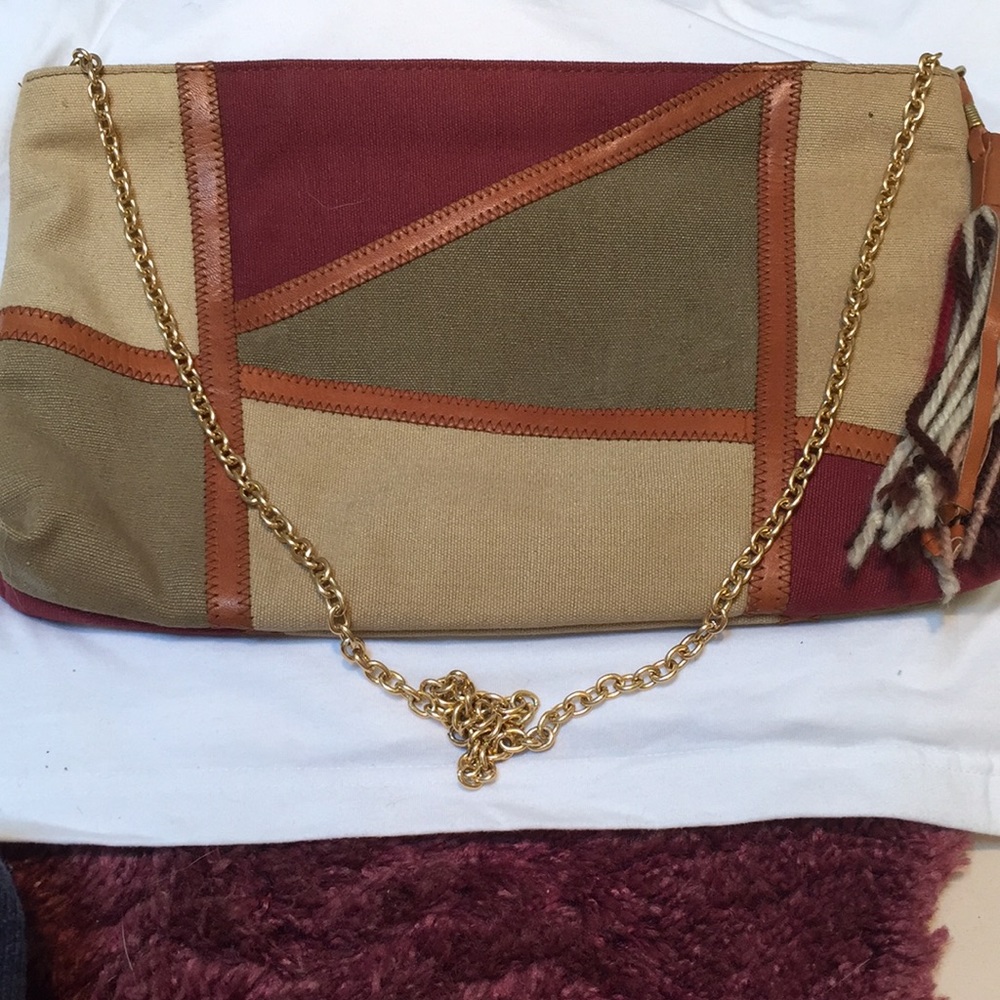 Vintage Linen/Leather/woollen and leather tassels